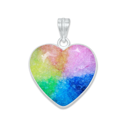 Rainbow Quartz Heart Pendants – Silver-Plated, Dyed Quartz, Multi-Color | Wholesale