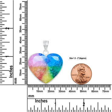 Rainbow Quartz Heart Pendants – Silver-Plated, Dyed Quartz, Multi-Color | Wholesale