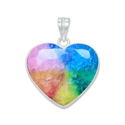 Rainbow Quartz Heart Pendants – Silver-Plated, Dyed Quartz, Multi-Color | Wholesale