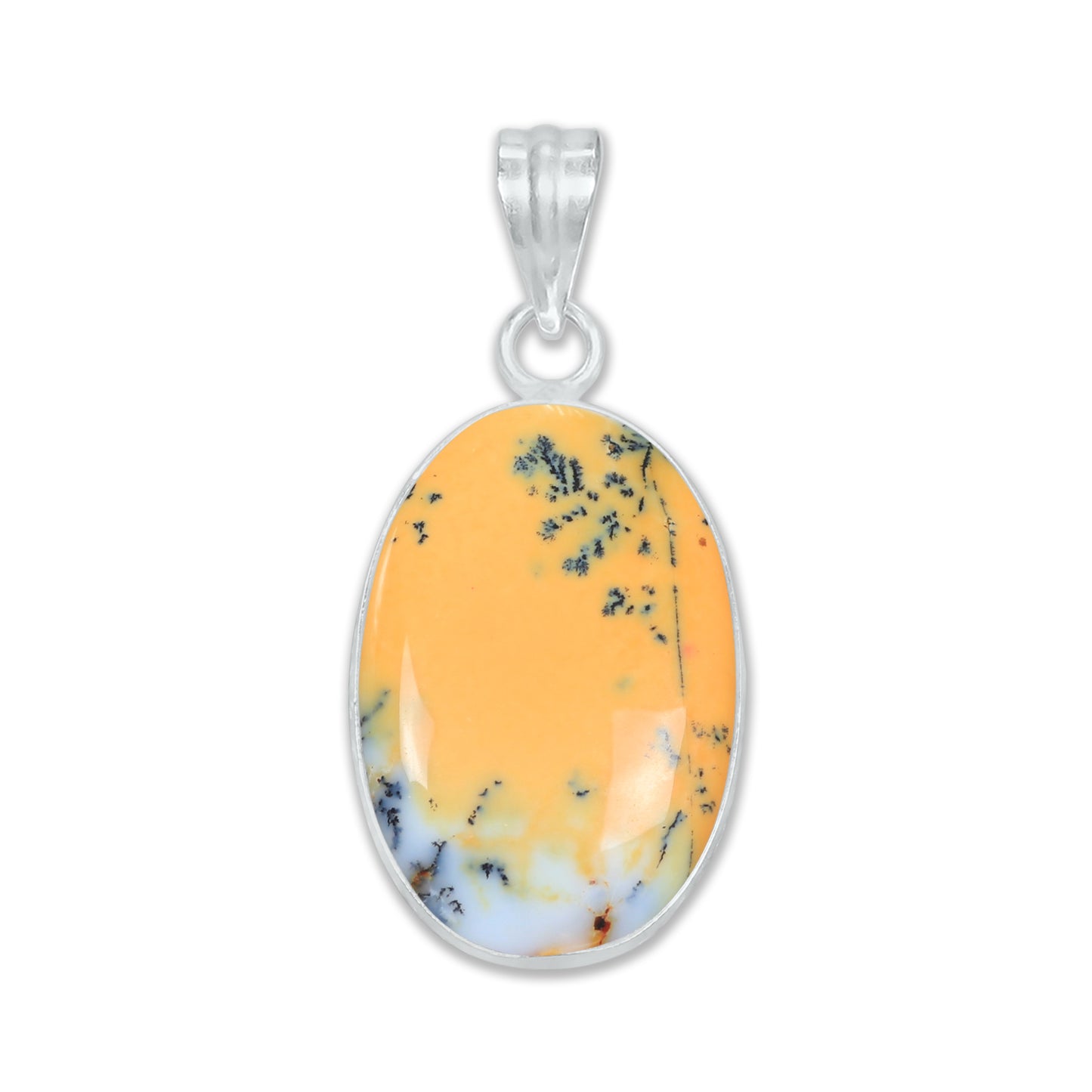 Halskette mit natürlichem Dendriten-Opal-Anhänger, lila Dendriten-Opal-Kristall, handgefertigte Lünetten-Anhänger-Halskette für Frauen