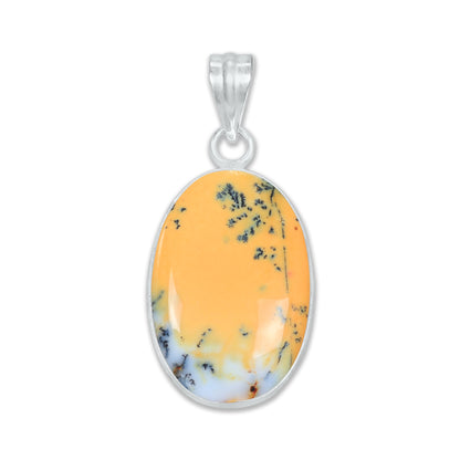 Halskette mit natürlichem Dendriten-Opal-Anhänger, lila Dendriten-Opal-Kristall, handgefertigte Lünetten-Anhänger-Halskette für Frauen
