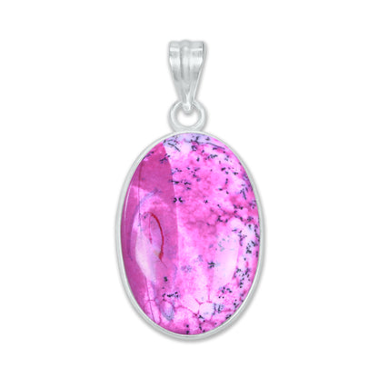 Halskette mit natürlichem Dendriten-Opal-Anhänger, lila Dendriten-Opal-Kristall, handgefertigte Lünetten-Anhänger-Halskette für Frauen