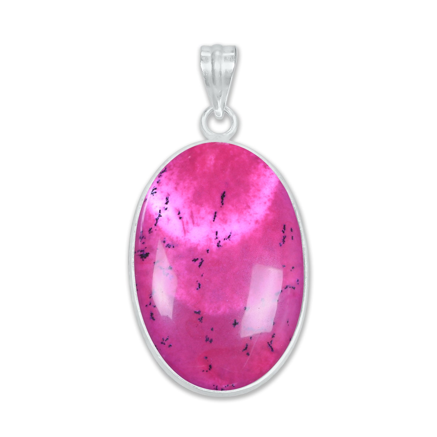 Halskette mit natürlichem Dendriten-Opal-Anhänger, lila Dendriten-Opal-Kristall, handgefertigte Lünetten-Anhänger-Halskette für Frauen