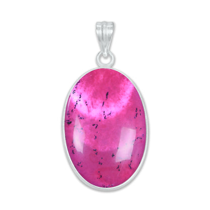 Halskette mit natürlichem Dendriten-Opal-Anhänger, lila Dendriten-Opal-Kristall, handgefertigte Lünetten-Anhänger-Halskette für Frauen