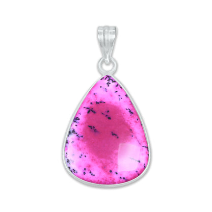 Halskette mit natürlichem Dendriten-Opal-Anhänger, lila Dendriten-Opal-Kristall, handgefertigte Lünetten-Anhänger-Halskette für Frauen