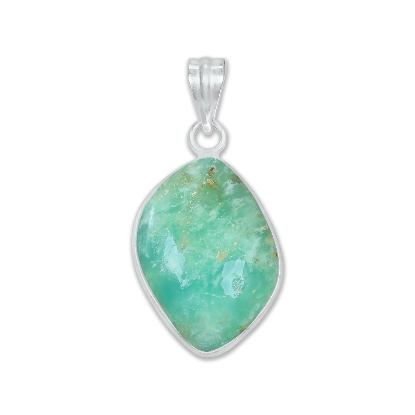 Chrysoprase Dainty Minimalist Pendants -  Handmade, Silver-Plated Brass, Wholesale
