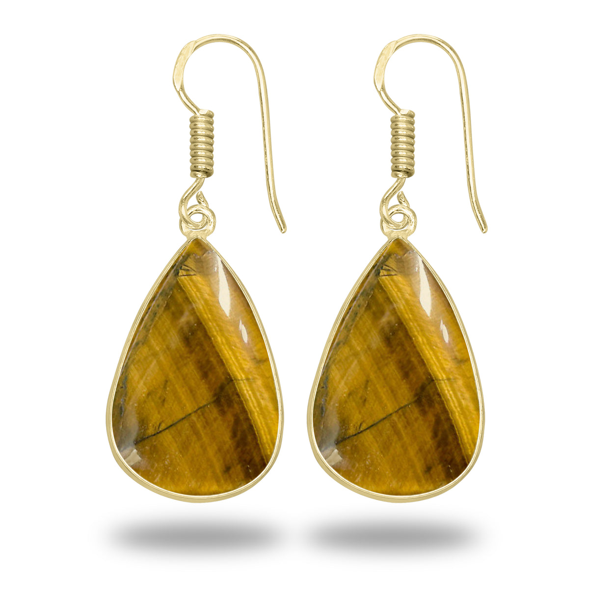 Tiger Eye Earrings – 18K Gold-Plated Bezel, Handmade Minimal Design | Made to Order