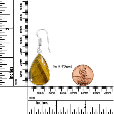 Boucles d'oreilles œil de tigre – Minimalistes, plaquées argent | Vente en gros et fabrication artisanale