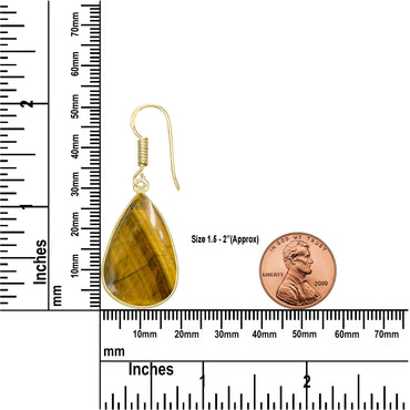 Tiger Eye Earrings – 18K Gold-Plated Bezel, Handmade Minimal Design | Made to Order