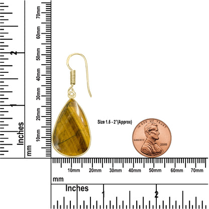 Tiger Eye Earrings – 18K Gold-Plated Bezel, Handmade Minimal Design | Made to Order