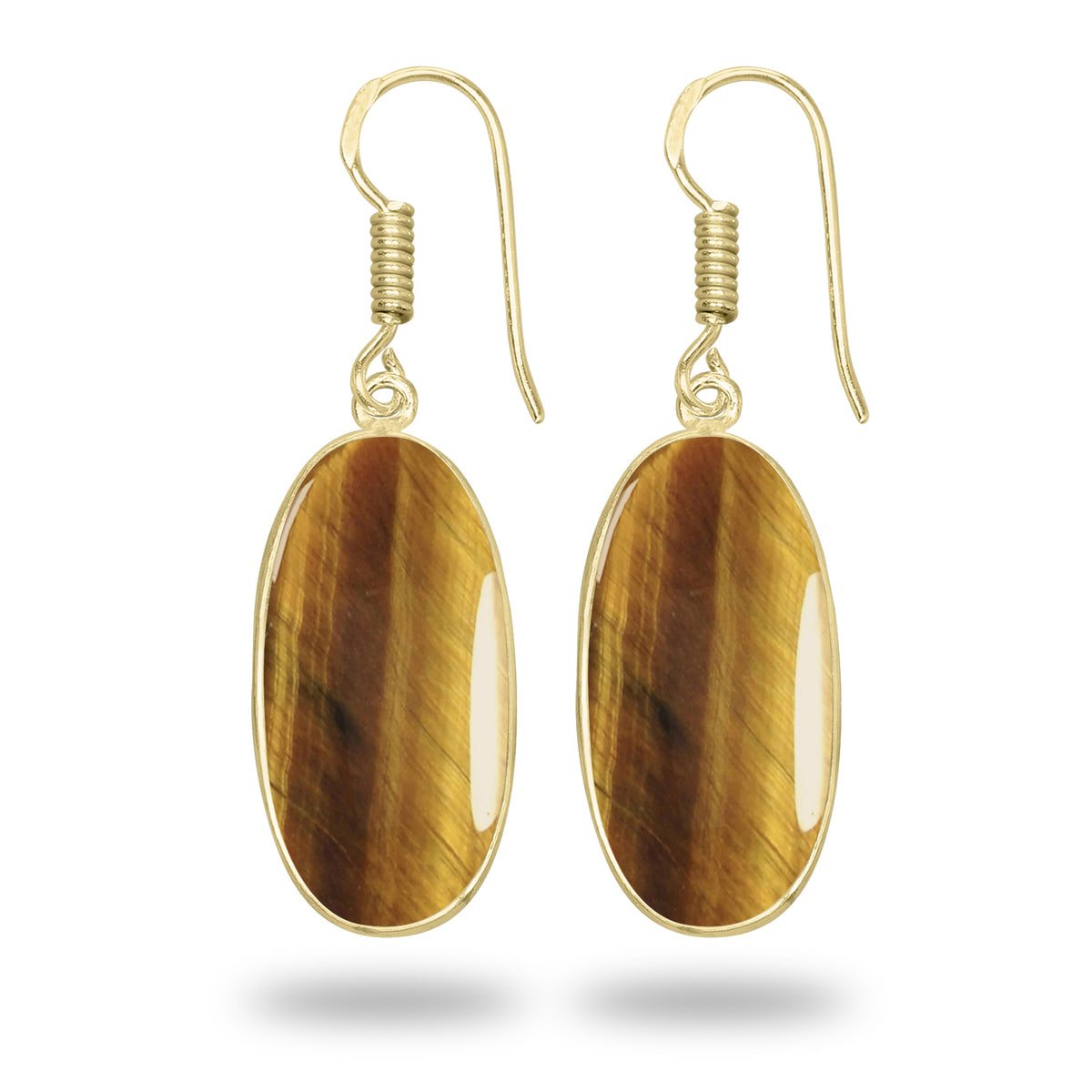 Tiger Eye Earrings – 18K Gold-Plated Bezel, Handmade Minimal Design | Made to Order