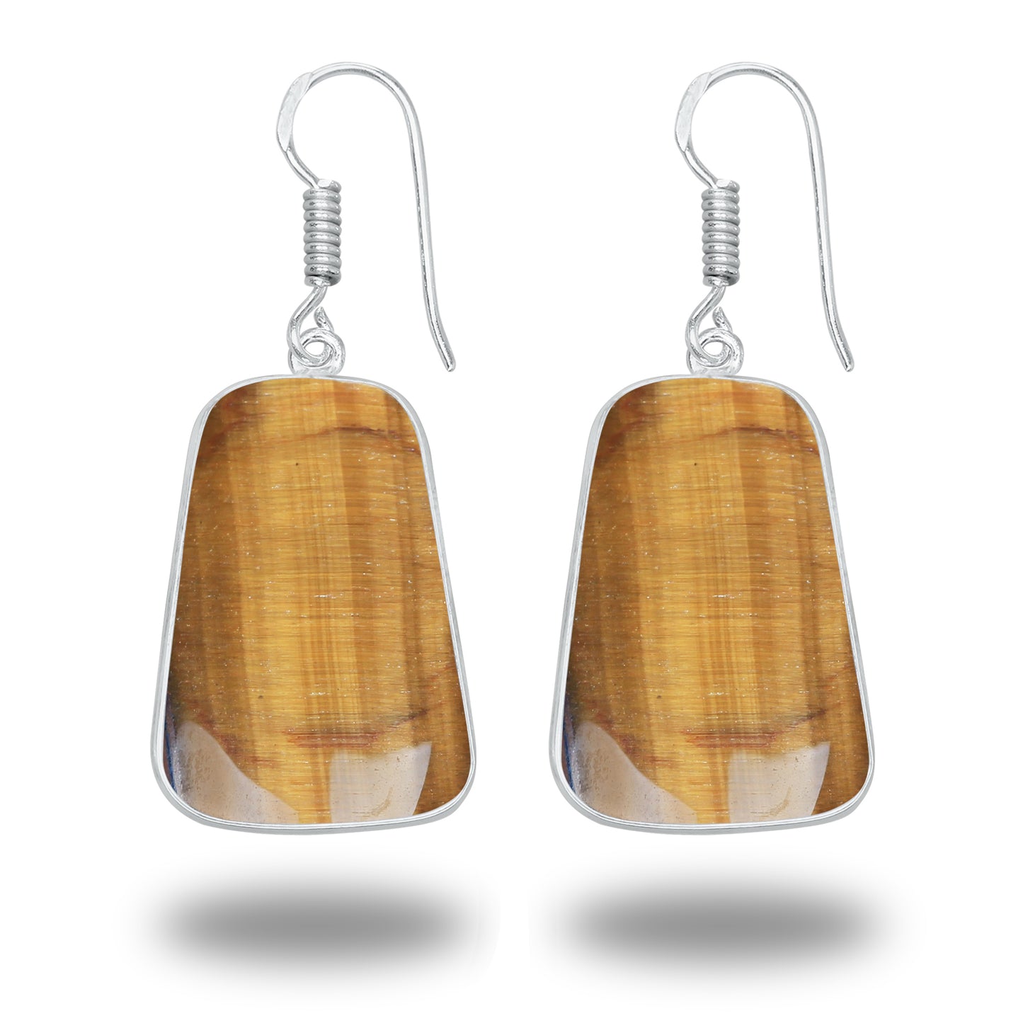 Boucles d'oreilles œil de tigre – Minimalistes, plaquées argent | Vente en gros et fabrication artisanale