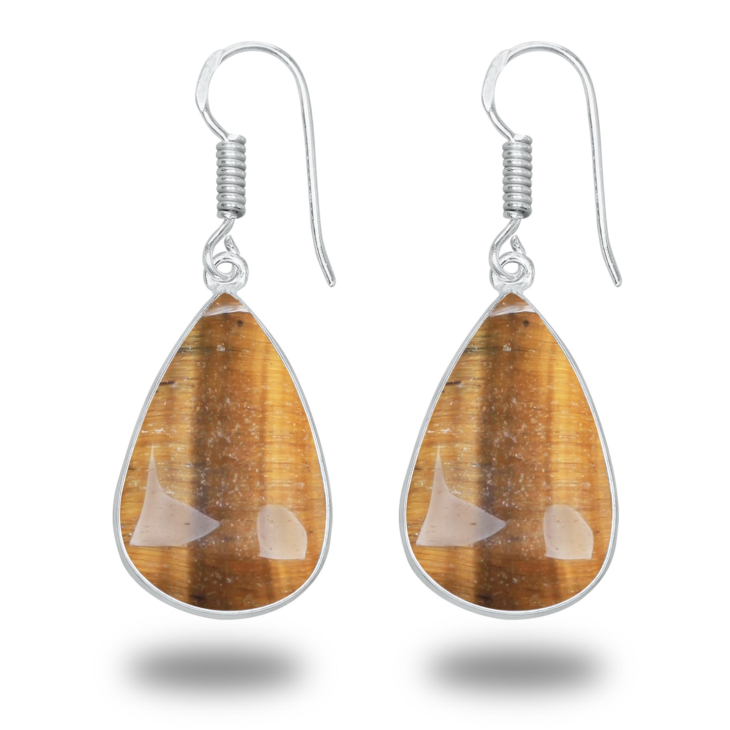Boucles d'oreilles œil de tigre – Minimalistes, plaquées argent | Vente en gros et fabrication artisanale