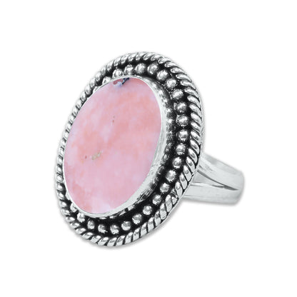 Pink Opal Rings – Silver-Plated, Handmade, Assorted Boho Designs (US Sizes 6–10, Made to Order) | Wholesale