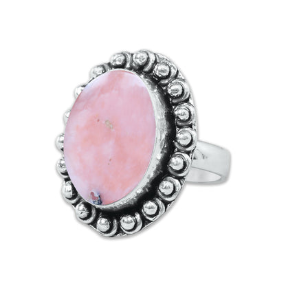 Pink Opal Rings – Silver-Plated, Handmade, Assorted Boho Designs (US Sizes 6–10, Made to Order) | Wholesale