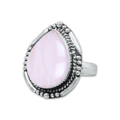 Pink Opal Rings – Silver-Plated, Handmade, Assorted Boho Designs (US Sizes 6–10, Made to Order) | Wholesale