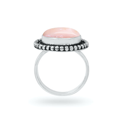 Pink Opal Rings – Silver-Plated, Handmade, Assorted Boho Designs (US Sizes 6–10, Made to Order) | Wholesale