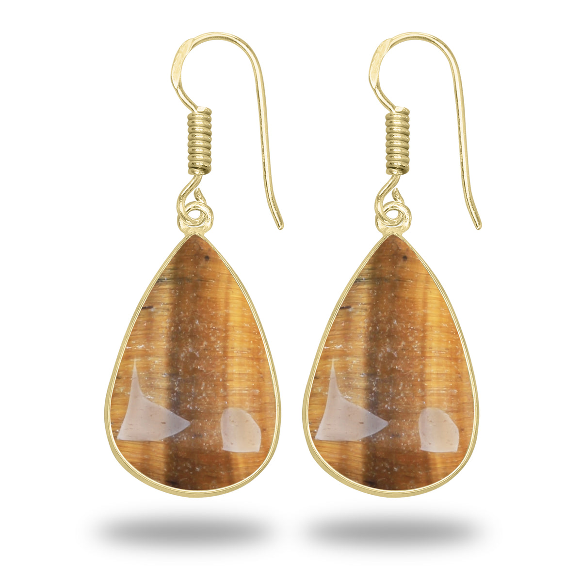 Tiger Eye Earrings – 18K Gold-Plated Bezel, Handmade Minimal Design | Made to Order