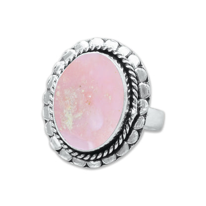 Pink Opal Rings – Silver-Plated, Handmade, Assorted Boho Designs (US Sizes 6–10, Made to Order) | Wholesale