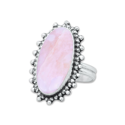 Pink Opal Rings – Silver-Plated, Handmade, Assorted Boho Designs (US Sizes 6–10, Made to Order) | Wholesale