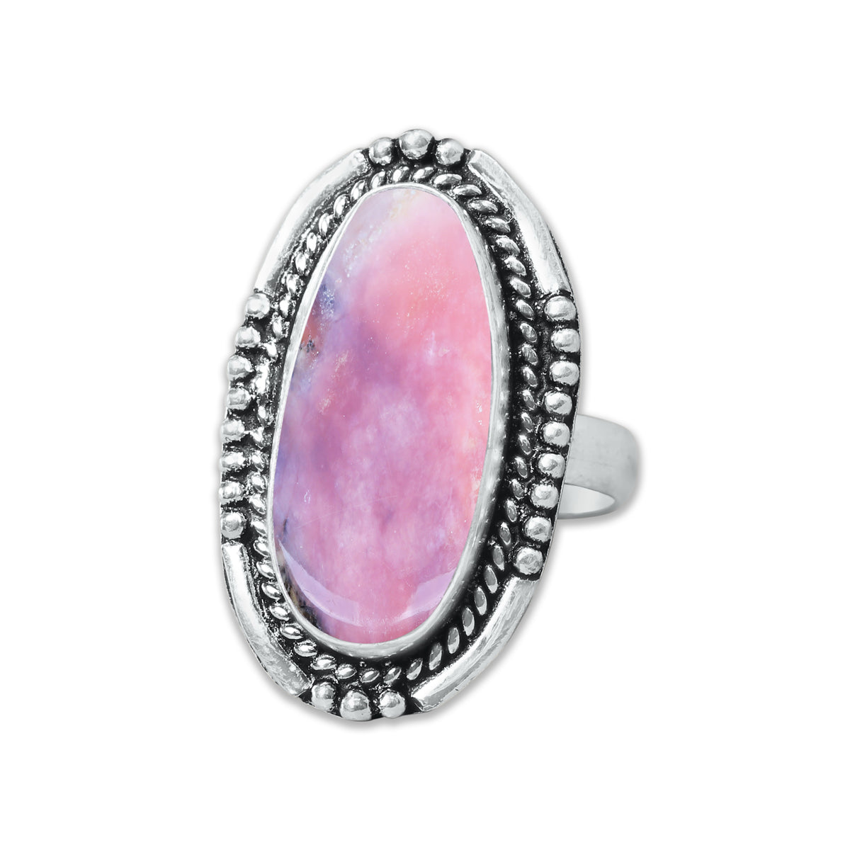 Pink Opal Rings – Silver-Plated, Handmade, Assorted Boho Designs (US Sizes 6–10, Made to Order) | Wholesale