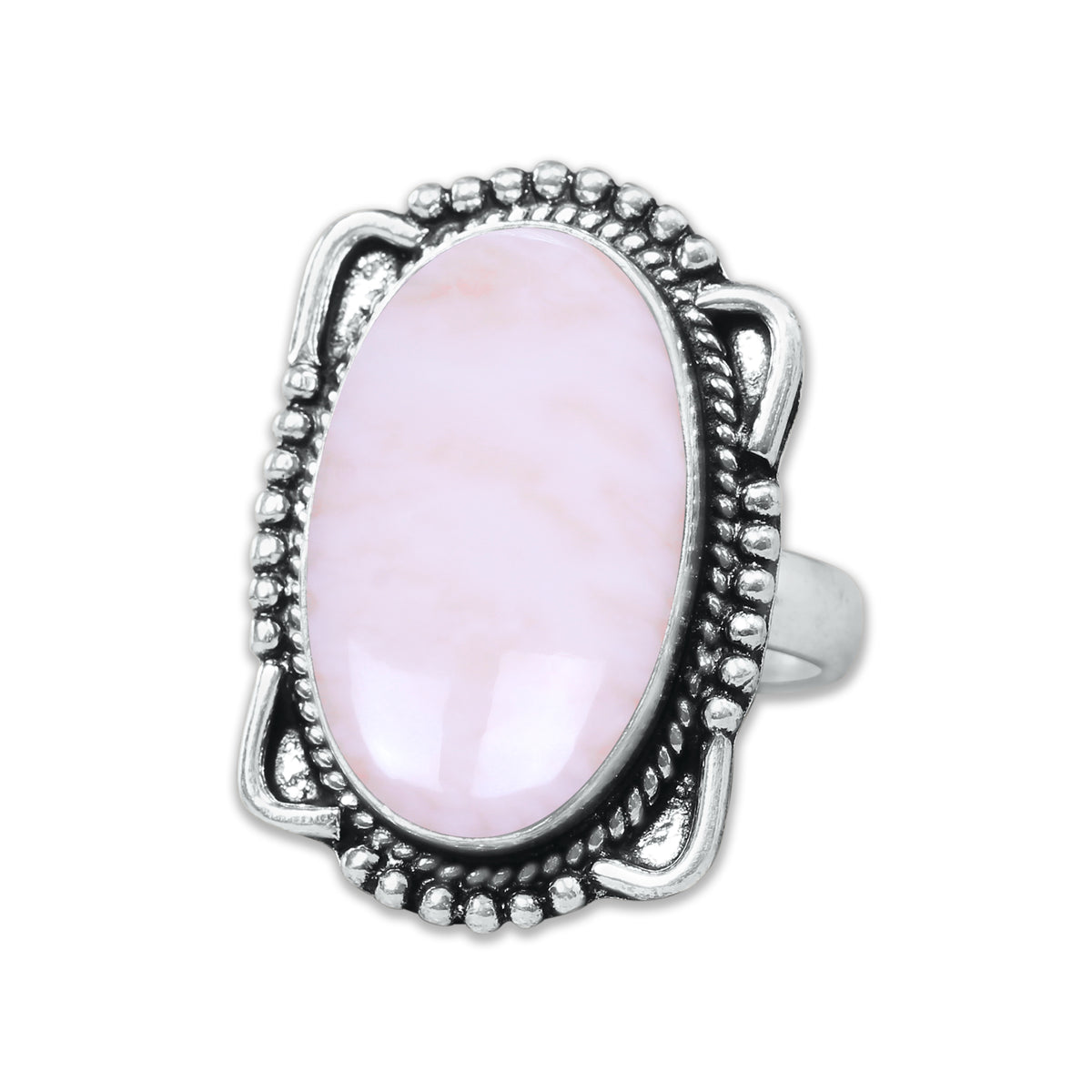 Pink Opal Rings – Silver-Plated, Handmade, Assorted Boho Designs (US Sizes 6–10, Made to Order) | Wholesale