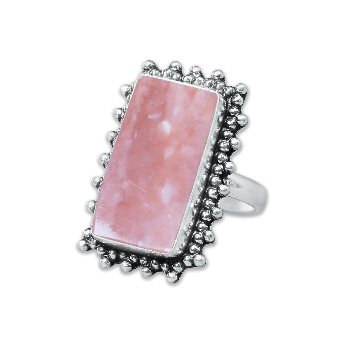 Pink Opal Rings – Silver-Plated, Handmade, Assorted Boho Designs (US Sizes 6–10, Made to Order) | Wholesale