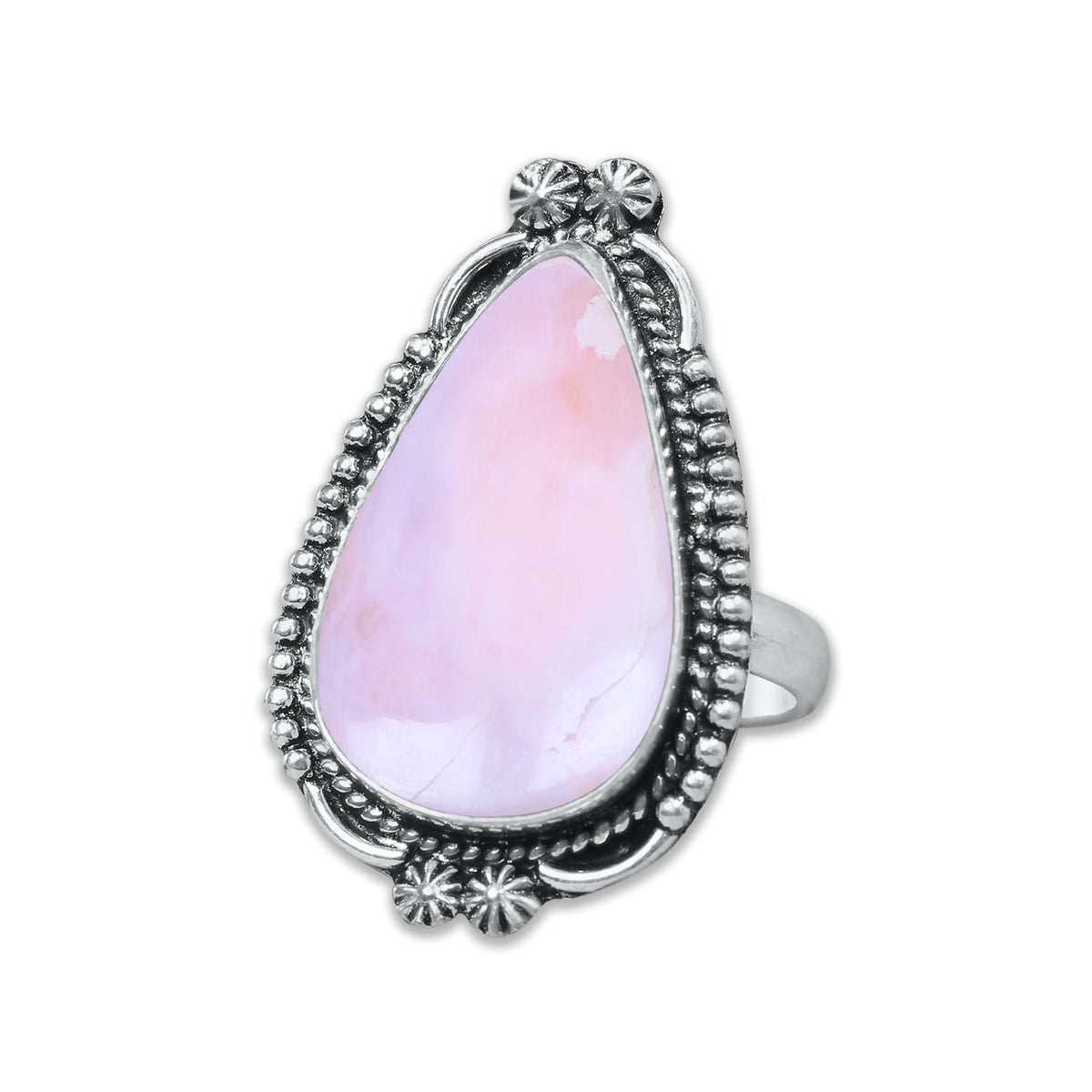 Pink Opal Rings – Silver-Plated, Handmade, Assorted Boho Designs (US Sizes 6–10, Made to Order) | Wholesale