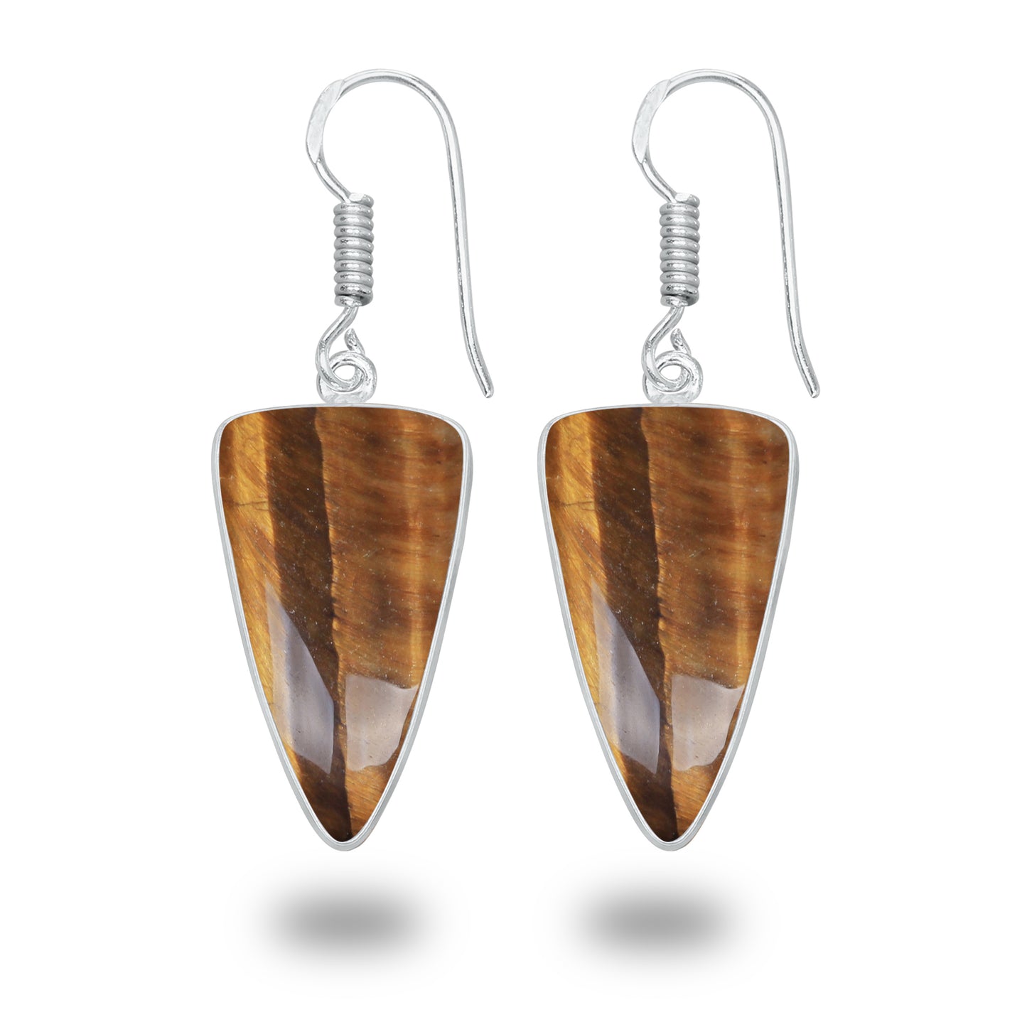 Boucles d'oreilles œil de tigre – Minimalistes, plaquées argent | Vente en gros et fabrication artisanale