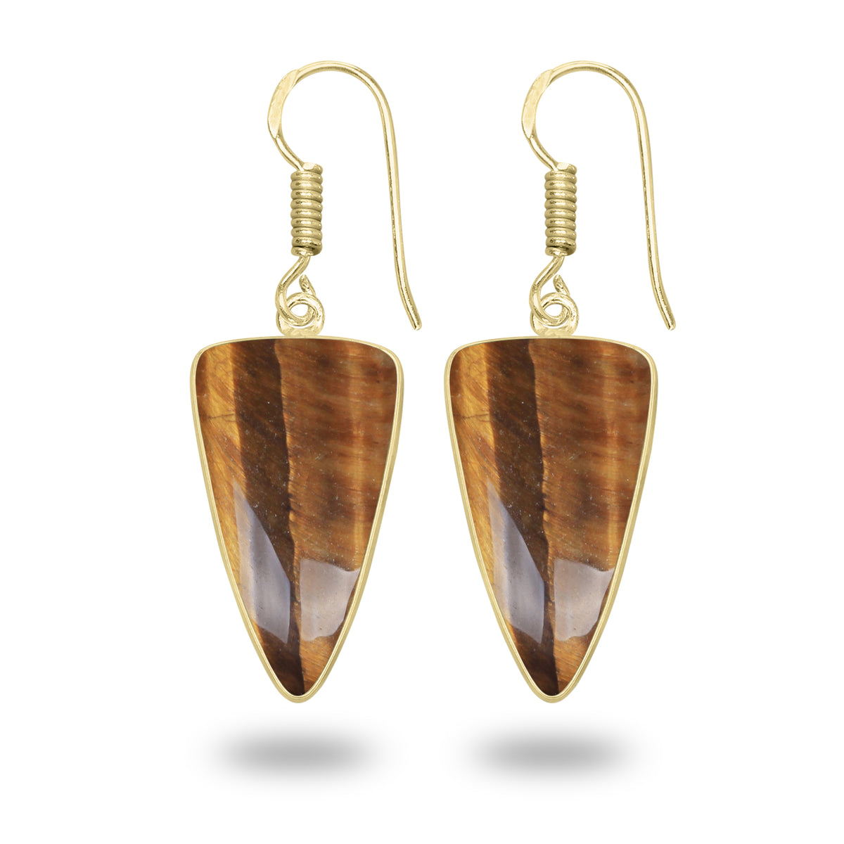 Tiger Eye Earrings – 18K Gold-Plated Bezel, Handmade Minimal Design | Made to Order