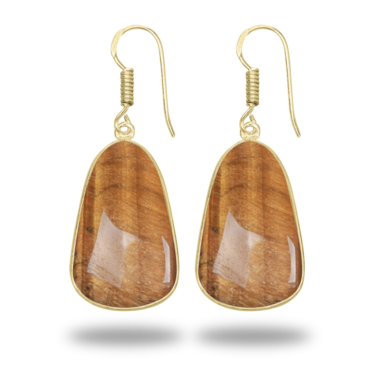 Tiger Eye Earrings – 18K Gold-Plated Bezel, Handmade Minimal Design | Made to Order