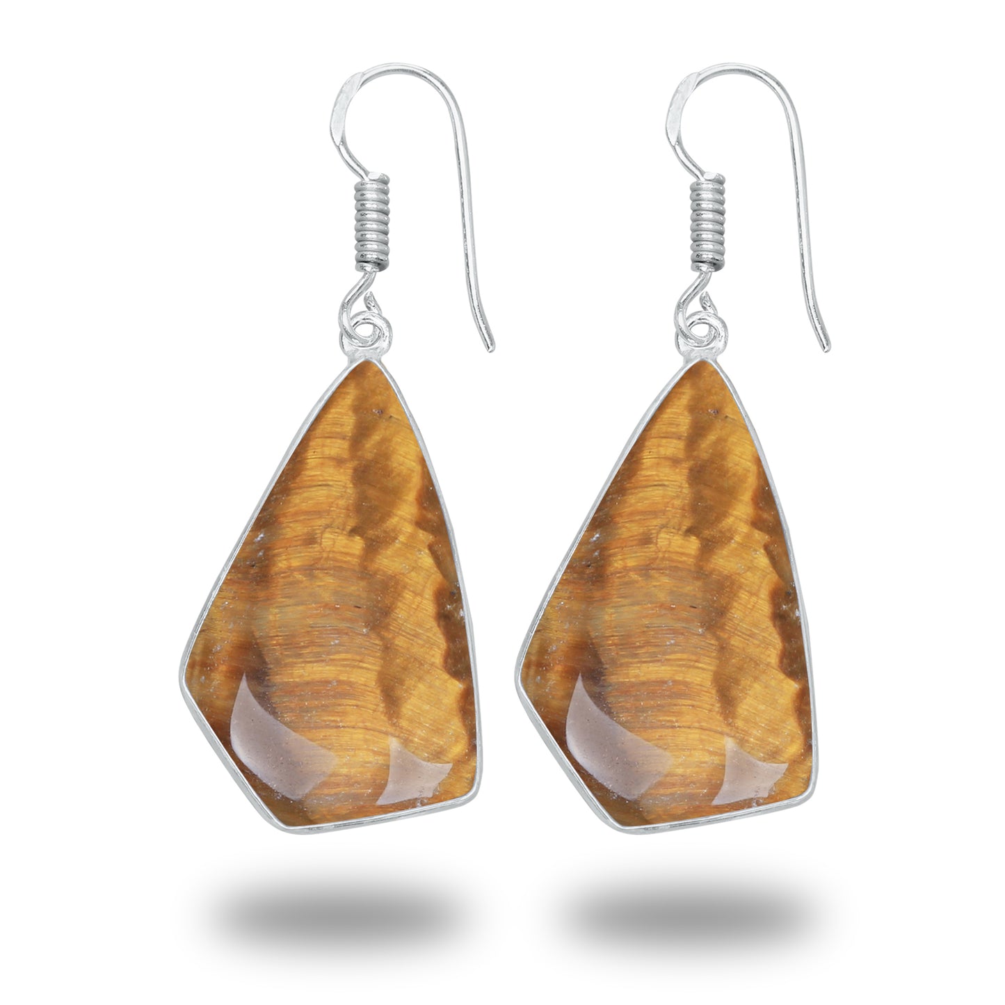 Boucles d'oreilles œil de tigre – Minimalistes, plaquées argent | Vente en gros et fabrication artisanale