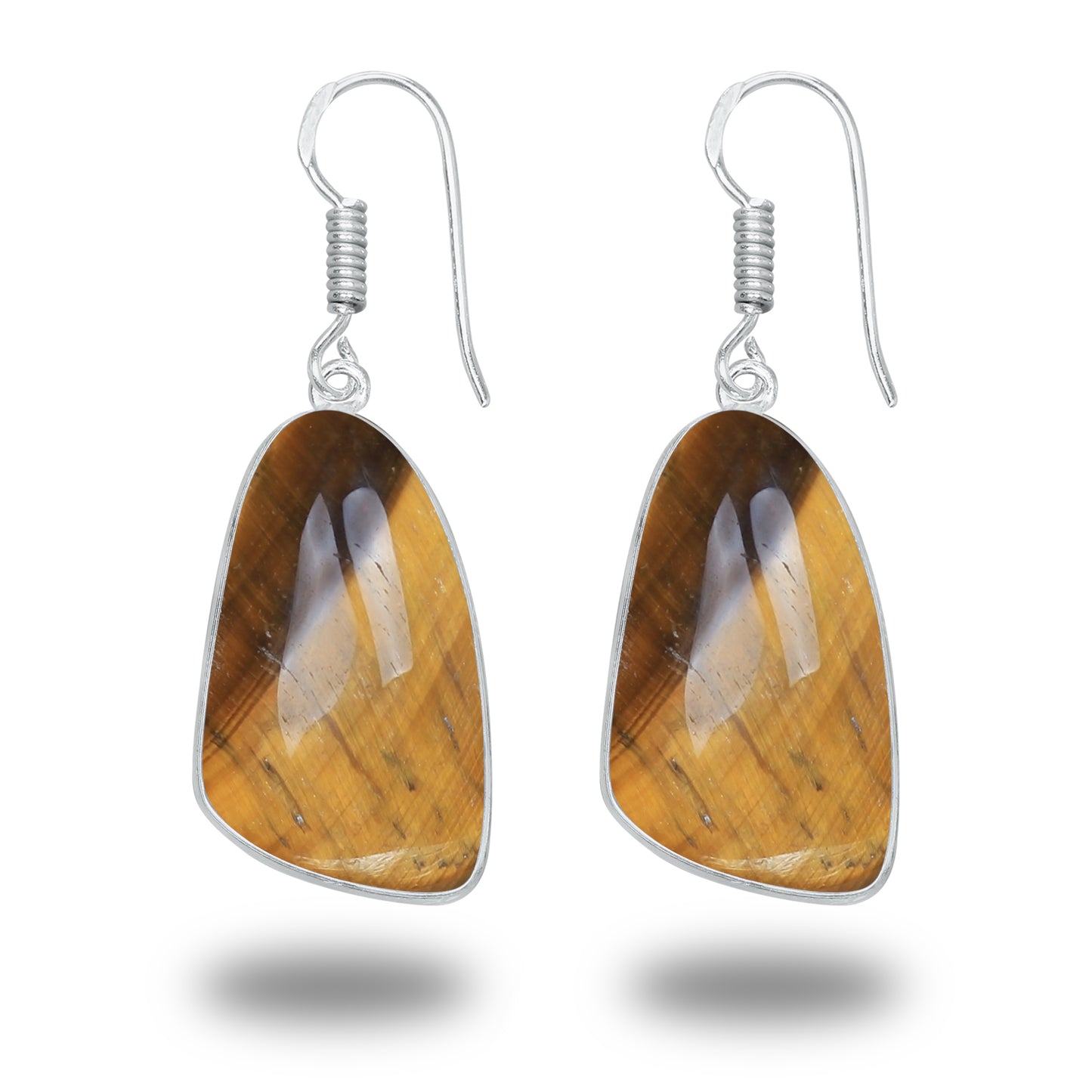 Boucles d'oreilles œil de tigre – Minimalistes, plaquées argent | Vente en gros et fabrication artisanale