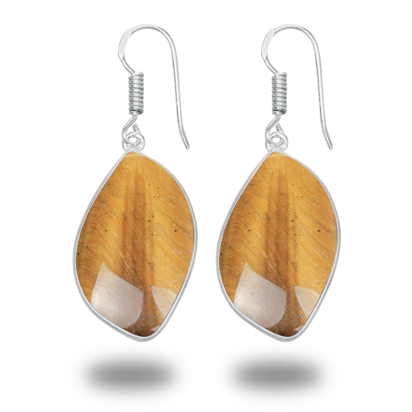 Boucles d'oreilles œil de tigre – Minimalistes, plaquées argent | Vente en gros et fabrication artisanale
