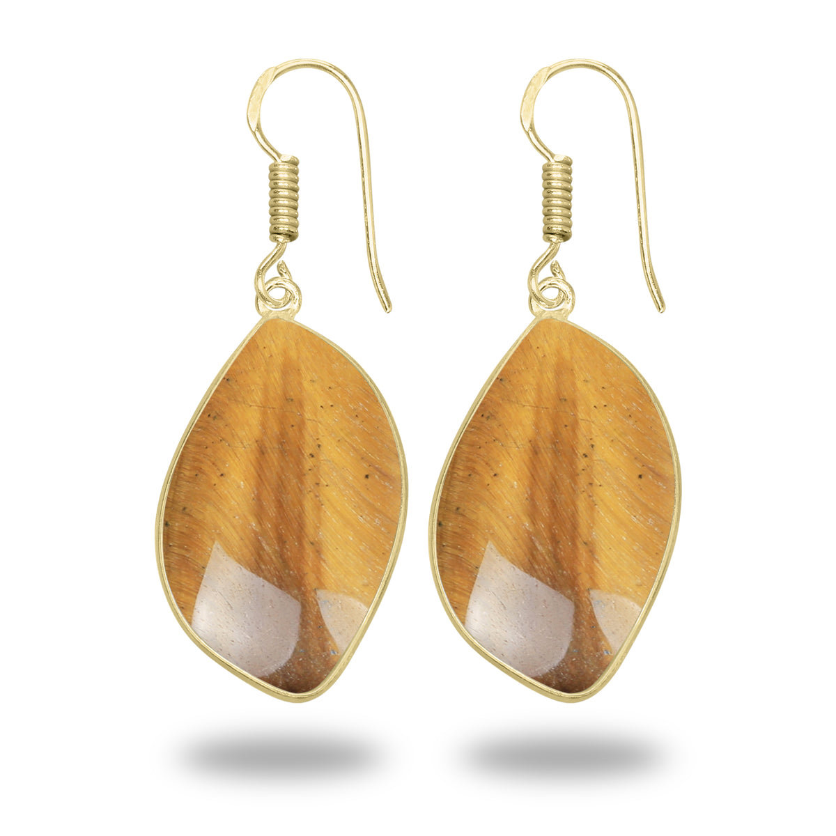 Tiger Eye Earrings – 18K Gold-Plated Bezel, Handmade Minimal Design | Made to Order