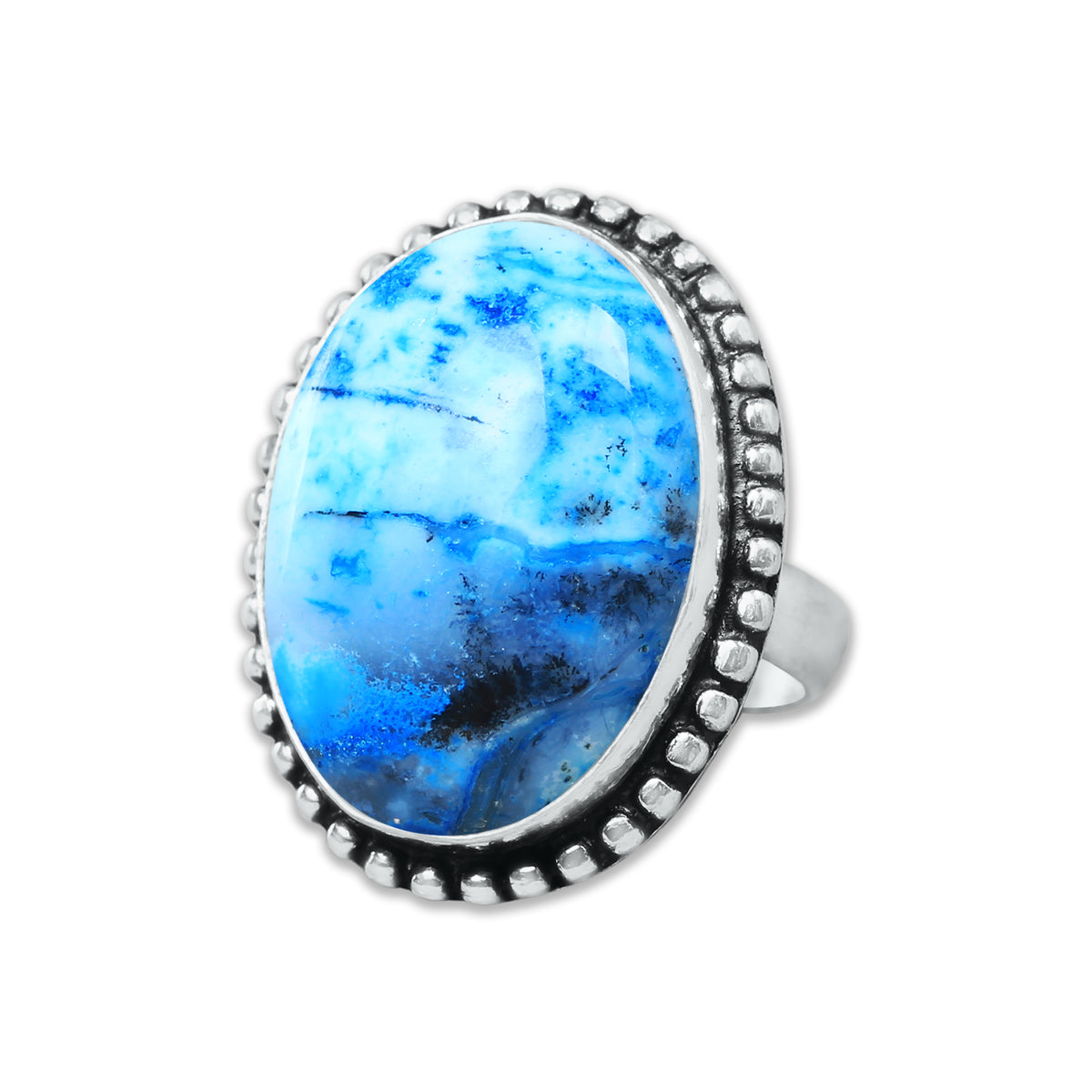 Dendrite Opal Rings – Silver-Plated, Handmade, Vivid Dyed Colors | Wholesale