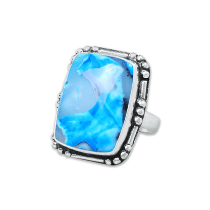 Dendrite Opal Rings – Silver-Plated, Handmade, Vivid Dyed Colors | Wholesale