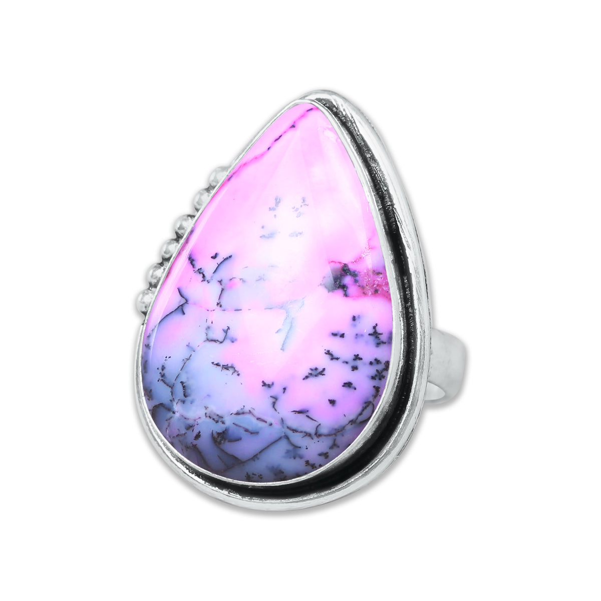 Dendrite Opal Rings – Silver-Plated, Handmade, Vivid Dyed Colors | Wholesale