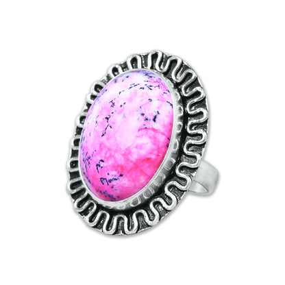 Dendrite Opal Rings – Silver-Plated, Handmade, Vivid Dyed Colors | Wholesale