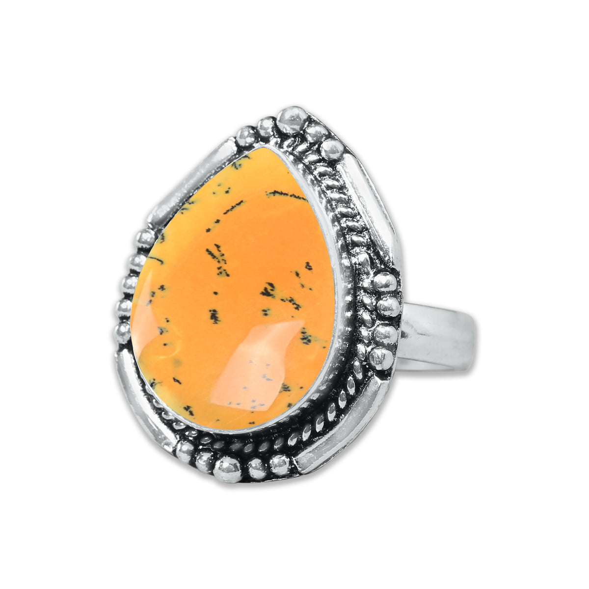 Dendrite Opal Rings – Silver-Plated, Handmade, Vivid Dyed Colors | Wholesale