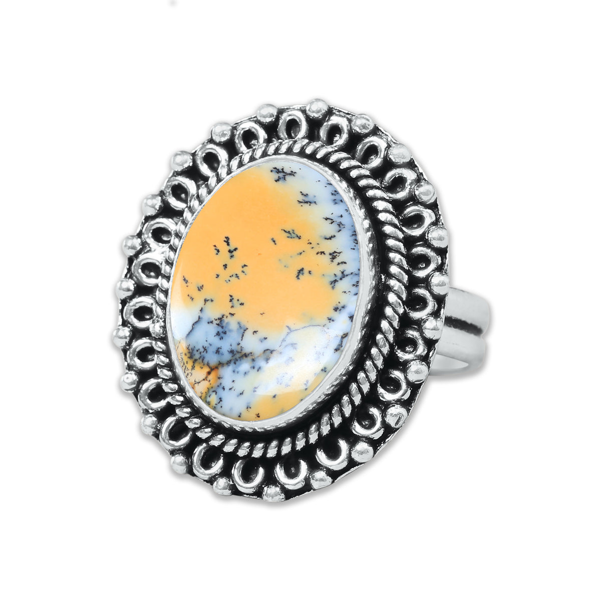 Dendrite Opal Rings – Silver-Plated, Handmade, Vivid Dyed Colors | Wholesale