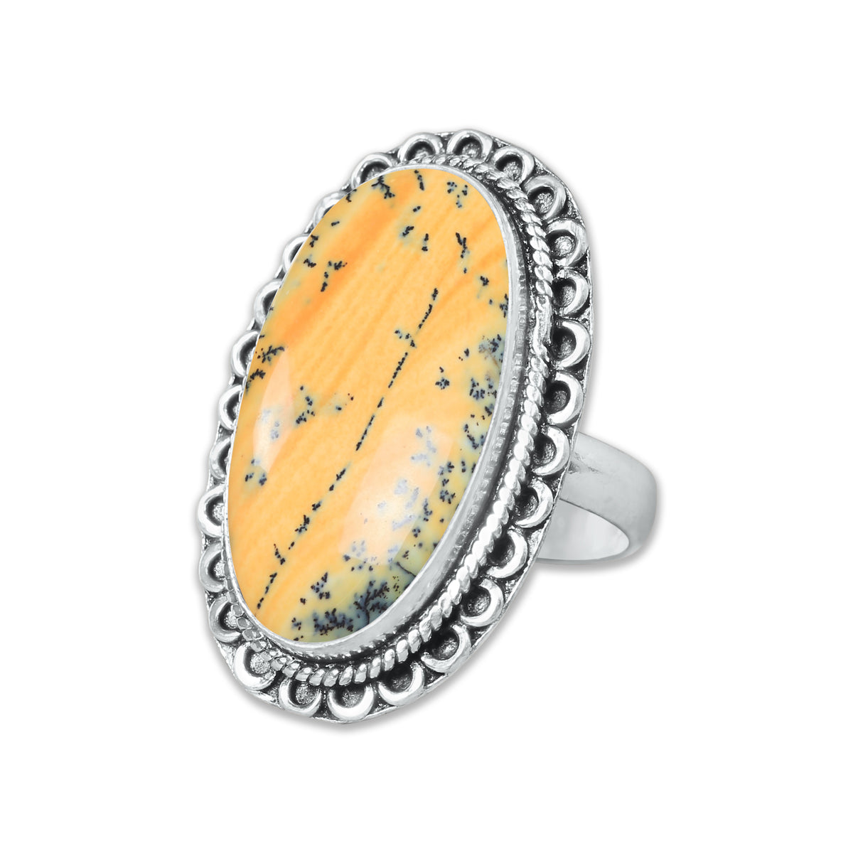 Dendrite Opal Rings – Silver-Plated, Handmade, Vivid Dyed Colors | Wholesale