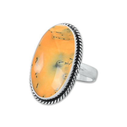 Dendrite Opal Rings – Silver-Plated, Handmade, Vivid Dyed Colors | Wholesale