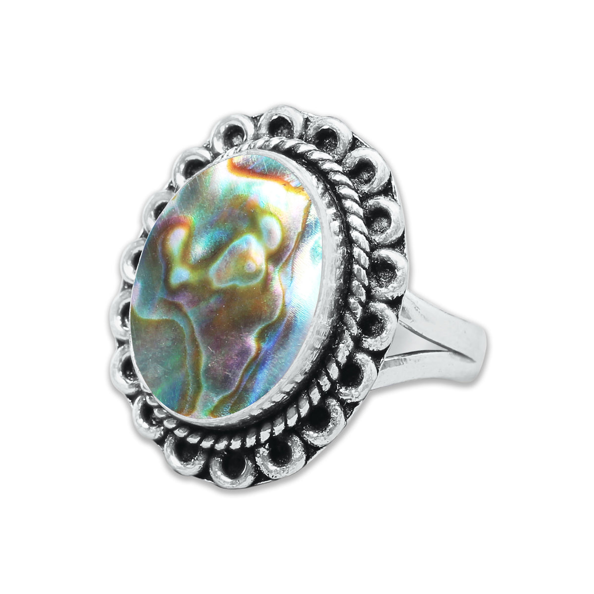 Abalone Shell Rings – Silver-Plated, Handmade, Iridescent Rainbow Boho (US Sizes 6–10, Non-Adjustable) | Wholesale
