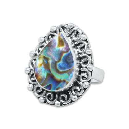 Abalone Shell Rings – Silver-Plated, Handmade, Iridescent Rainbow Boho (US Sizes 6–10, Non-Adjustable) | Wholesale