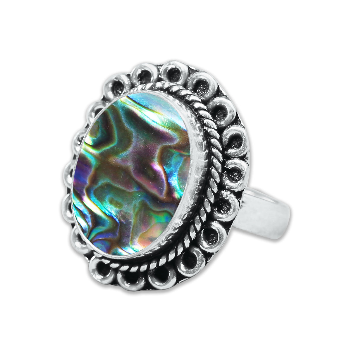 Abalone Shell Rings – Silver-Plated, Handmade, Iridescent Rainbow Boho (US Sizes 6–10, Non-Adjustable) | Wholesale