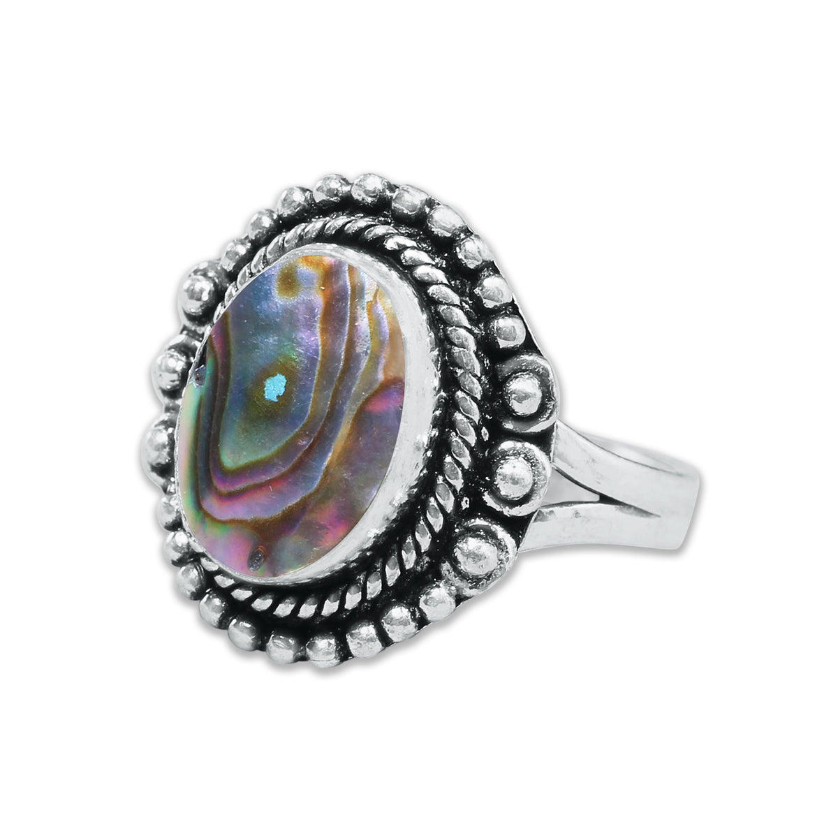 Abalone Shell Rings – Silver-Plated, Handmade, Iridescent Rainbow Boho (US Sizes 6–10, Non-Adjustable) | Wholesale
