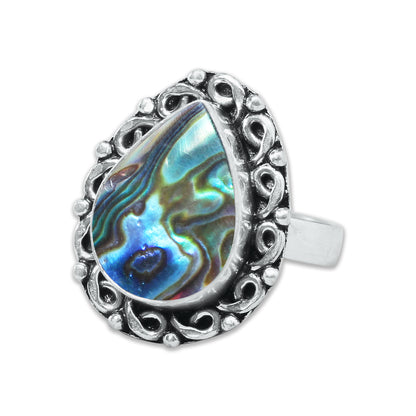 Abalone Shell Rings – Silver-Plated, Handmade, Iridescent Rainbow Boho (US Sizes 6–10, Non-Adjustable) | Wholesale