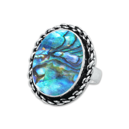 Abalone Shell Rings – Silver-Plated, Handmade, Iridescent Rainbow Boho (US Sizes 6–10, Non-Adjustable) | Wholesale