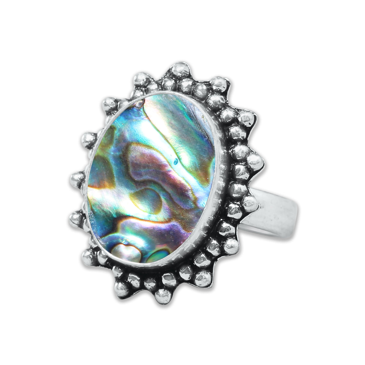Abalone Shell Rings – Silver-Plated, Handmade, Iridescent Rainbow Boho (US Sizes 6–10, Non-Adjustable) | Wholesale